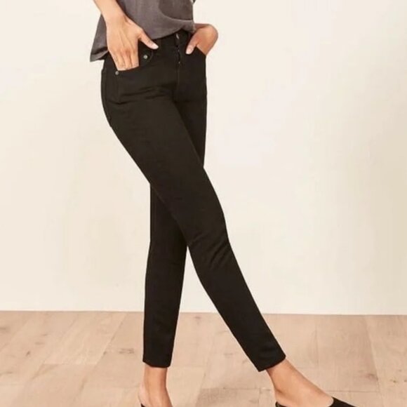NWT Reformation Melissa High & Skinny Black Jeans Rigid Denim Classic Women's 25 - Picture 3 of 9
